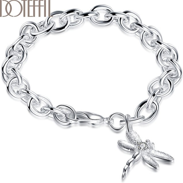 DOTEFFIL Libelle Anhänger Armband, Silber, Unisex - Bild 1
