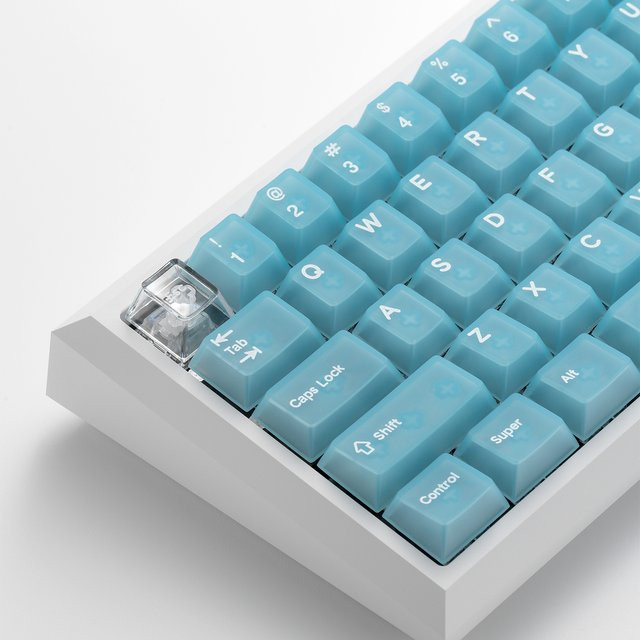 Venit Keys Tastenkappen Set aus transparentem PC im Cherry-Profil, 142 Stück, Hellblau, passend für MX-Schalter mechanische Tastaturen - Bild 1