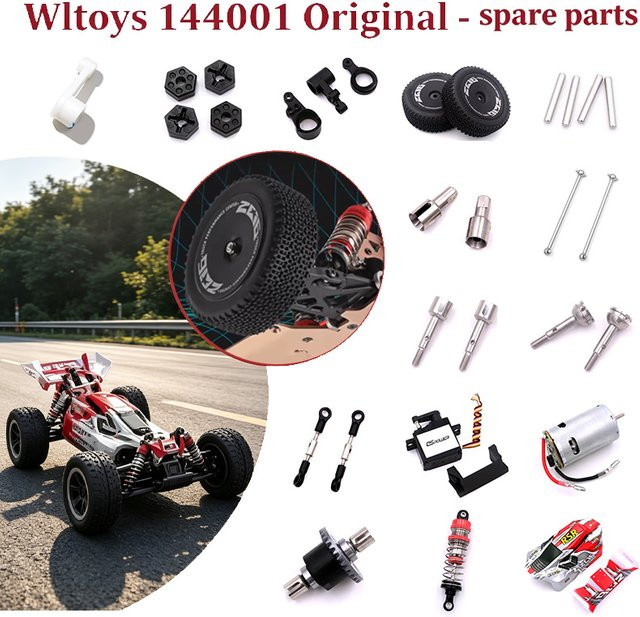 Wltoys RC Auto Ersatzteile, 7-teiliges Vorder- und Hinterradlenkstangen-Set, Metall, Bunt / Mehrfarbig - Bild 1