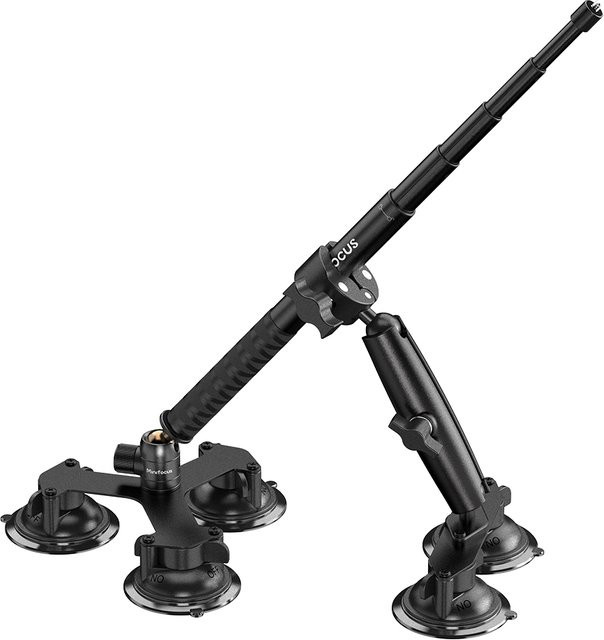 MINIFOCUS 5-in-1 Saugnapf-Autohalterung für Insta360 X4, X3, X2, X, One RS und R sowie GoPro Action-Kameras inklusive Selfie-Stick in Schwarz - Bild 1
