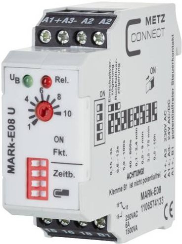 Metz Connect MARk-E08 Multifunktionales Zeitrelais 230 V/AC in Weiß mit 1 Wechsler - Bild 1