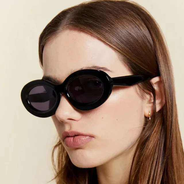Kurt Cobain Sonnenbrille, oval, Vollrand, Kunststoff, schwarz, Damen - Bild 1