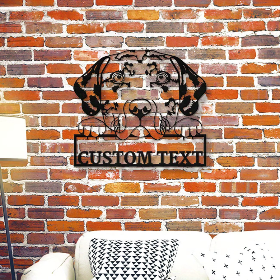 Personalisiertes Catahoula Leopard Hund Metall Wandkunst Namensschild von Hello Young in Schwarz - Bild 2