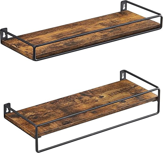 Songmics Barnet Gewürzregal-Set 2-teilig im Industrial Design, Wandmontage, Braun-Schwarz - Bild 1