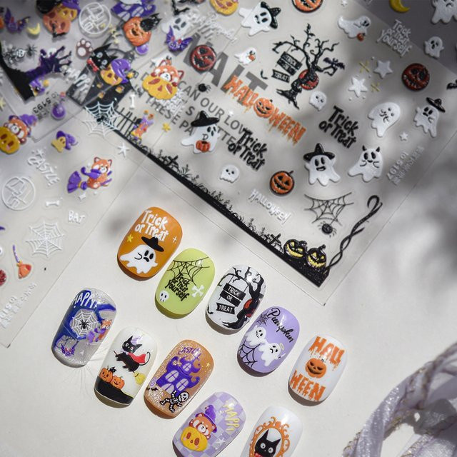 Rhstoe 5D-Nagelkunst-Aufkleber, Halloween-Motiv, selbstklebend - Bild 1