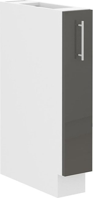 Unterschrank Küche Lara Grau Hochglanz mit Schrankauszug 15 cm - Bild 1
