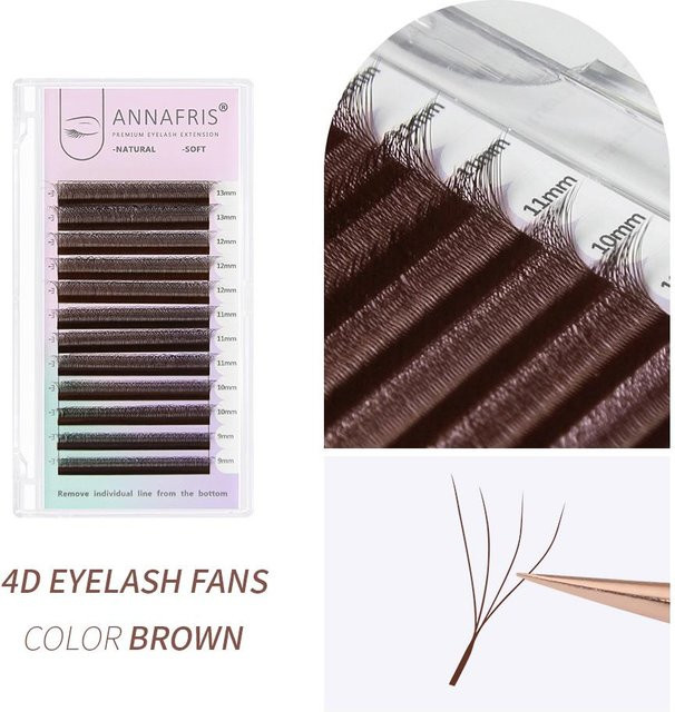 ANNAFRIS W-Wimpernverlängerungen, Braun, 4D, Mix - Bild 1