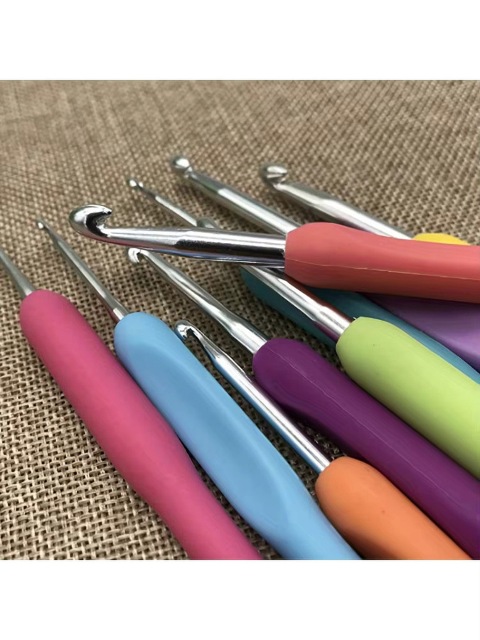 9-teiliges Regenbogen Häkelnadel-Set aus Aluminium mit ergonomischem Komfortgriff, Größen 2-6mm, Mehrfarbig - Bild 5