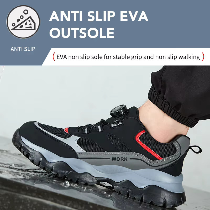 Kankeirr Herren-Sicherheitsschuhe in Schwarz mit Stahlkappe, leichte und atmungsaktive Outdoor-Arbeitsschuhe nach EN ISO 20345 - Bild 5