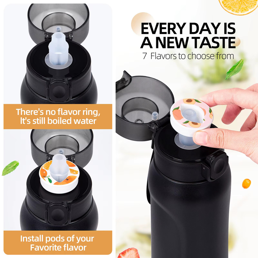 YOCITY Edelstahl-Thermosbecher in Schwarz mit 750 ml Fassungsvermögen, vakuumisolierter Tumbler und Sport-Vakuumflasche mit Flip-Verschluss - Bild 3