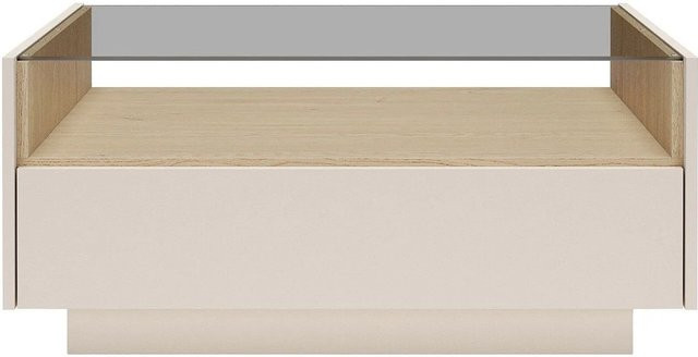 Couchtisch Alivento von Vente-unique in Beige Naturfarben mit gehärtetem Glas und Spanplatten, rechteckig - Bild 1