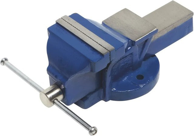 LUX-TOOLS Schraubstock in Blau und Stahl mit 100 mm Spannweite - Bild 1