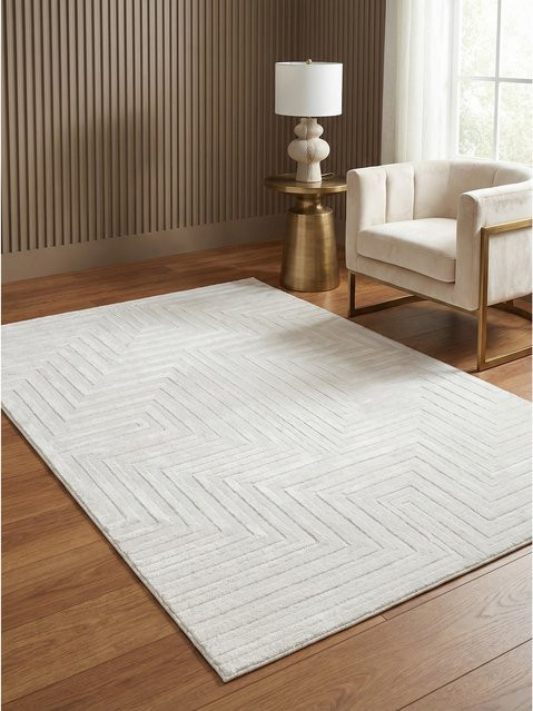 Kadima Design Kurzflor-Teppich ILLER in Beige und Weiß mit abstraktem 3D-Design, B/T: 140 x 200 cm - Bild 1