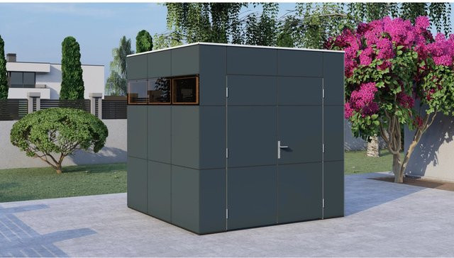 Bertilo Gartenhaus HPL 1 aus Holz in Anthrazit-Grau mit Flachdach, B/T: 230 x 228 cm, FSC-zertifiziert - Bild 1