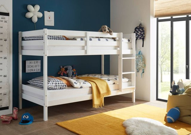 Etagenbett Casper aus Kiefer in Weiß für Kinder, Liegefläche B: 90 cm, L: 200 cm - Bild 1