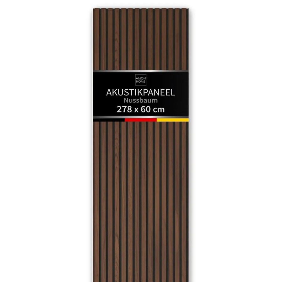 Aluverbund24 Akustik-Wandpaneel Slim Nussbaum mit 3D-Holzlamellen und Filz, Breite: 60 cm, Höhe: 278 cm - Bild 2