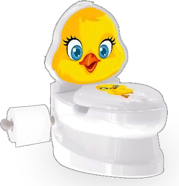 Jamara Meine kleine Toilette Küken mit Spülsound und Toilettenpapierhalter in Weiß und Gelb - Bild 1