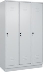 C+P Spind Classic PLUS Garderobenschrank mit 3 Abteilen, Grau, H x B x T: 195 x 120 x 50 cm - Bild 1
