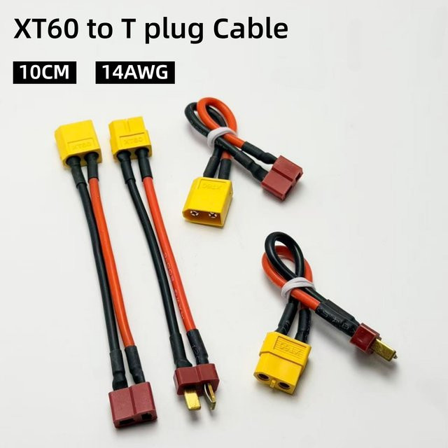 XT60 auf Deans T-Stecker Adapter Verbindungskabel 14AWG 100mm Gelb für RC Lipo Akku - Bild 1