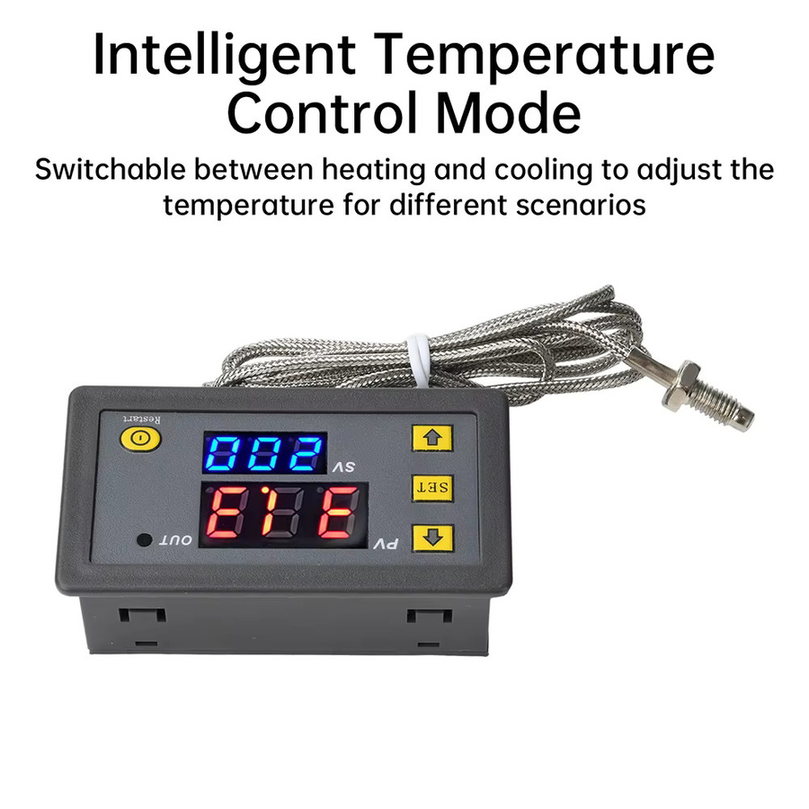 Aideepen W3230 K-Typ Digitaler Temperaturregler mit LED-Anzeige als Thermostat und Steuergerät für Wärme oder Kühlung, Farbe: Schwarz - Bild 2