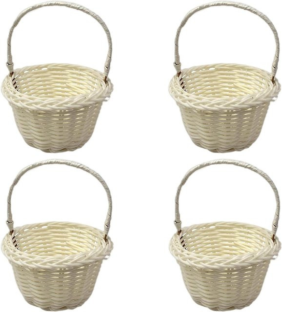 Set mit 4 handgefertigten Rattan-Körben von Home Living Time in Weiß mit Griffen - Bild 1