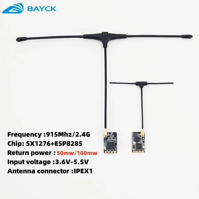 10er Set BAYCK ELRS Nano ExpressLRS Empfänger 915MHz / 2,4GHz mit T-Typ Antenne und Wifi-Upgrade für RC FPV Drohnen in Schwarz - Bild 1