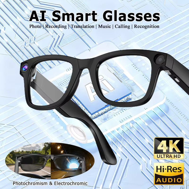 Xiaomi AI Smart Kamerabrille mit 4K-Auflösung, photochromatischer Elektrochrom-Linse und Bluetooth für Anrufe und Übersetzung in Schwarz - Bild 2