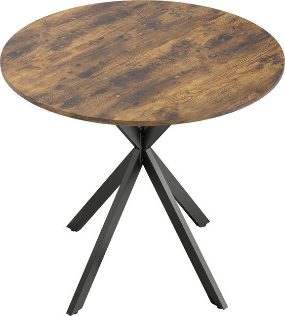 Runder Esstisch HOMCOM im Industriestil mit Stahlbeinen, Farbe: Braun/Schwarz, Durchmesser: 80 cm - Bild 1