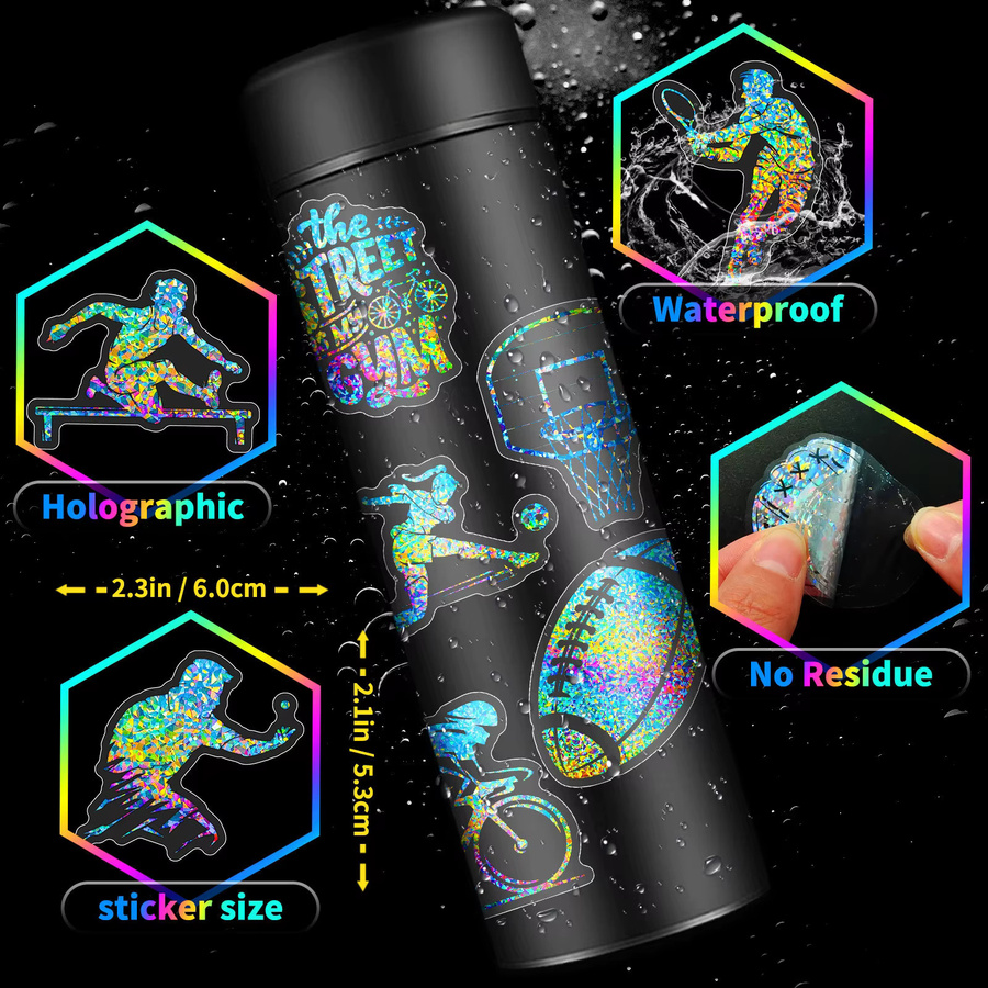 YIIMANNER Laser-Sport-Stil-PET-Aufkleber, 50 Stück - Bild 3