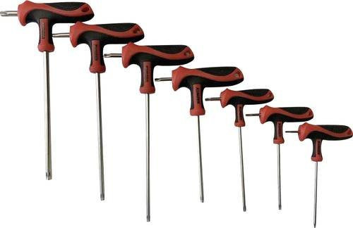 Kunzer T-Griff-TX-Profil Werkstatt-Set mit 7-teiligen Torx-Schraubendrehern in Rot - Bild 1