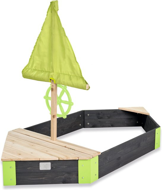 EXIT Toys Aksent Holzsandkasten Boot in Grau, B/T: 190 x 90 cm - Bild 1