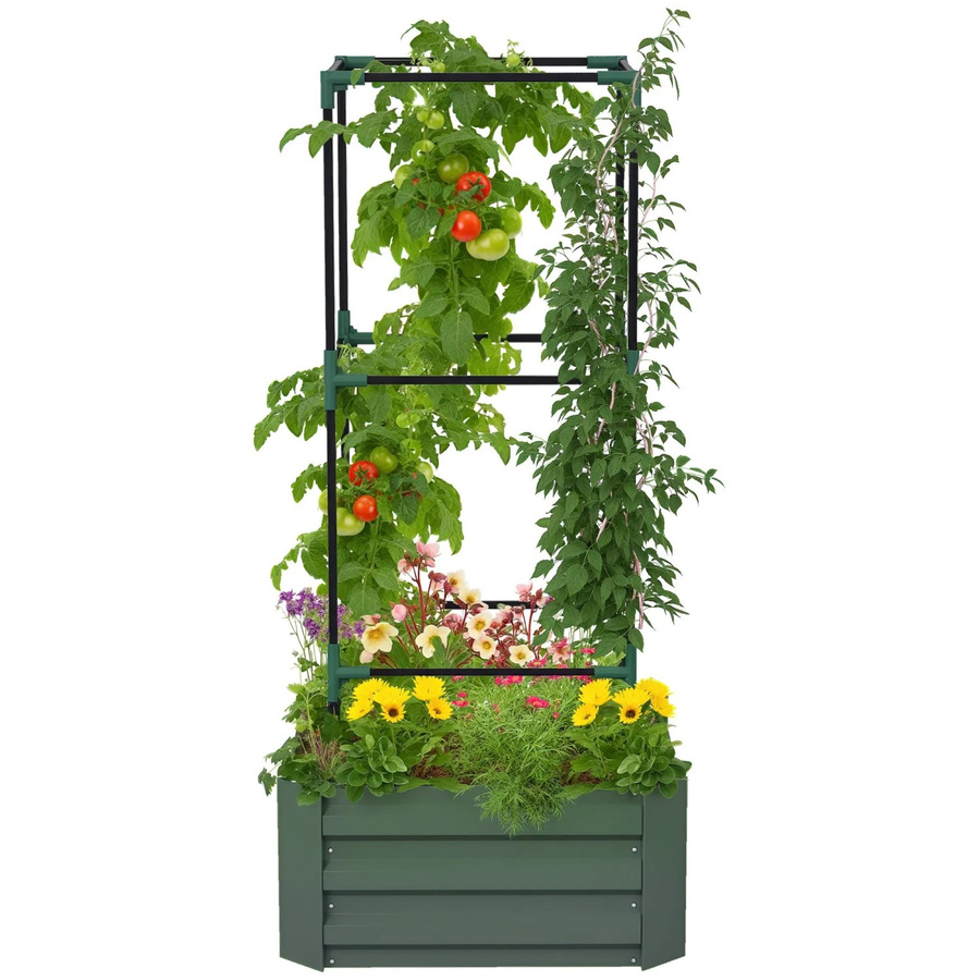 Outsunny Hochbeet aus verzinktem Stahl in Grün, B/T/H: 61 x 61 x 140 cm - Bild 2