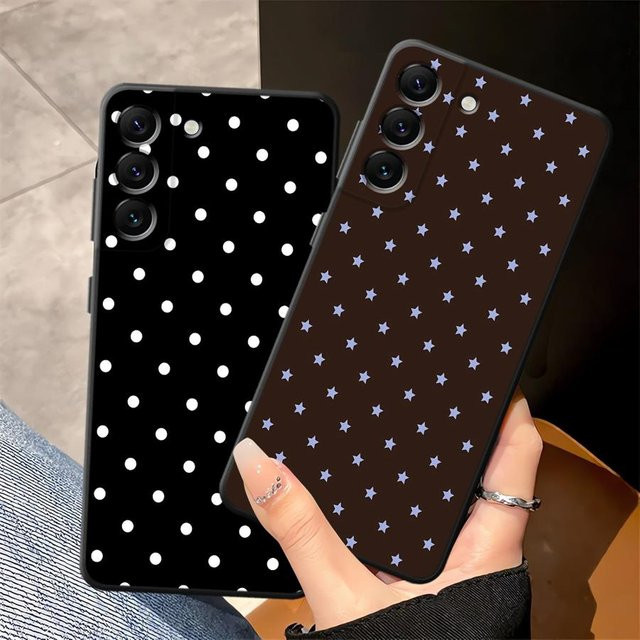 Luxuriöse Samsung Handyhülle mit Polka Dots Design in Schwarz für Galaxy A22 A52 A35 A26 A72 A36 A24 A55 A51 A73 A23 A53 A32 A25 A71 A41 - Bild 1