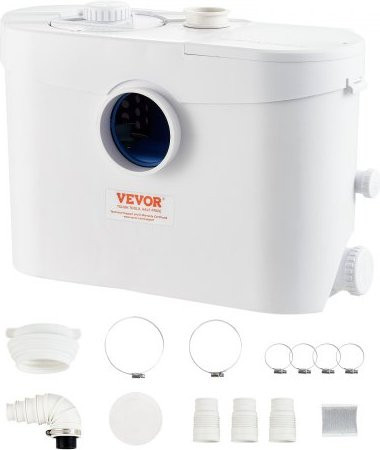 VEVOR Hebeanlage mit Zerkleinerer, 700 W, 9600 l/h Durchfluss, 10 m Förderhöhe, Abwasserpumpe mit 3 Wassereinlässen für Toilette, Keller, Küche und Bad, Farbe: Weiß - Bild 1