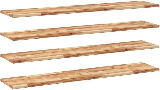 vidaXL Schweberegale Set aus 4 Stück aus Massivholz Akazie, Ölbehandelt, Braun, B: 160 cm, T: 30 cm, H: 2 cm - Bild 1