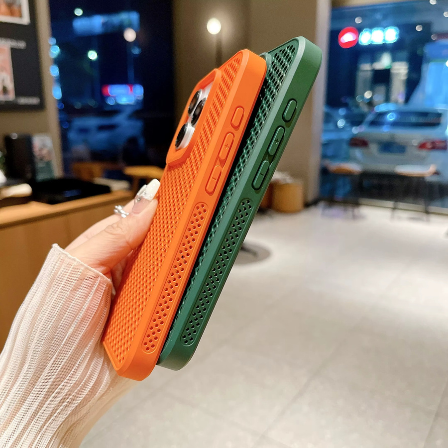 DIXSG MagSafe Schutzhülle für iPhone 12 bis 16 Pro Max Plus, atmungsaktive und stoßfeste Case mit Wärmeableitung, Farbe: Orange - Bild 3
