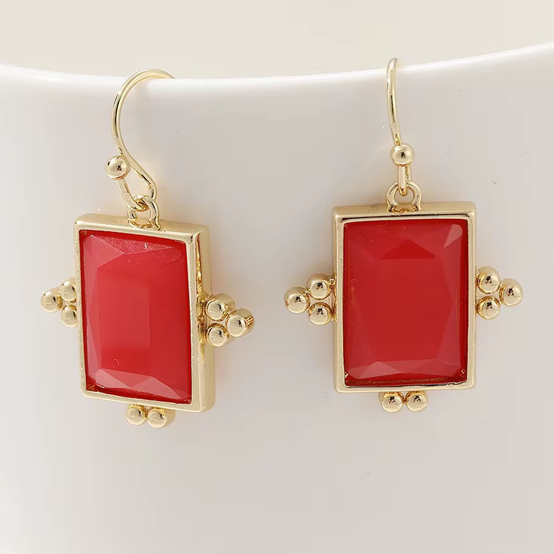 YoYo Ohrringe, Gold, roter Zirkonia, Damen, Vintage - Bild 2