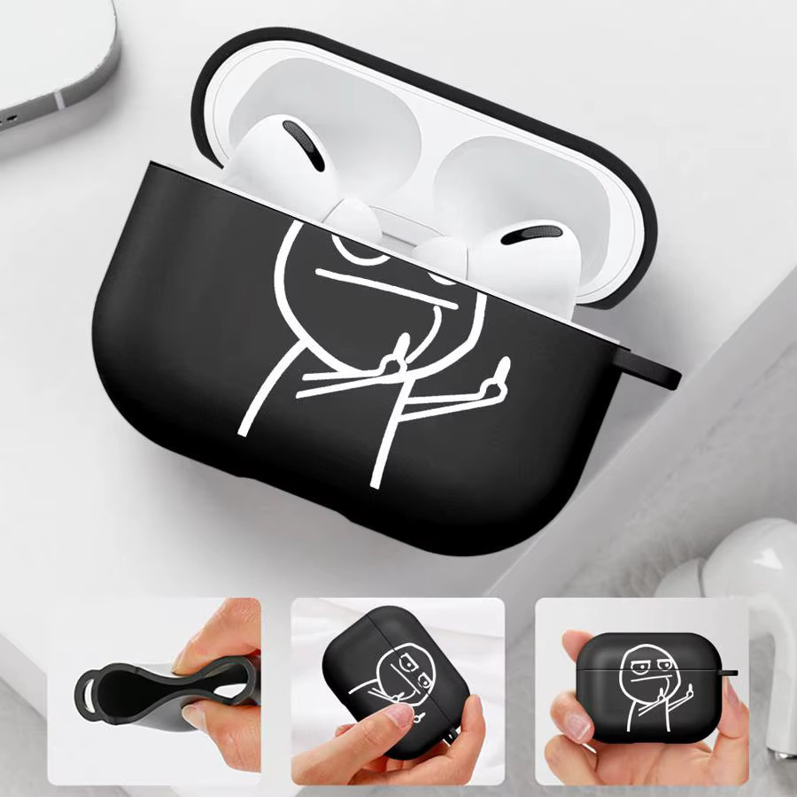 Schutzhülle mit Stick-Figuren Design für Apple AirPods Pro, Farbe: Schwarz - Bild 4
