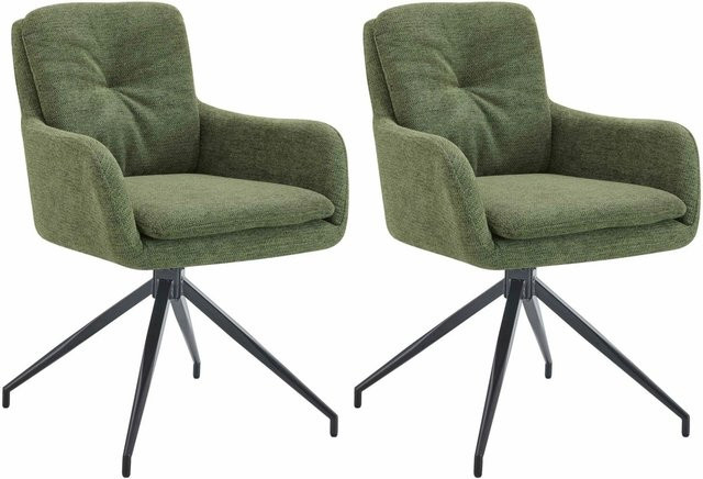 2er Set Esszimmerstühle DELUKE NAVER aus Stoff in Grün, B/T/H: 58 x 63 x 85 cm - Bild 1