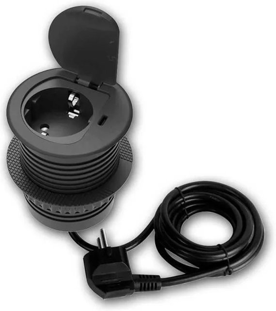 world-trading-net Tisch-Einbausteckdose mit 230V und USB-C 20W in Schwarz - Bild 1