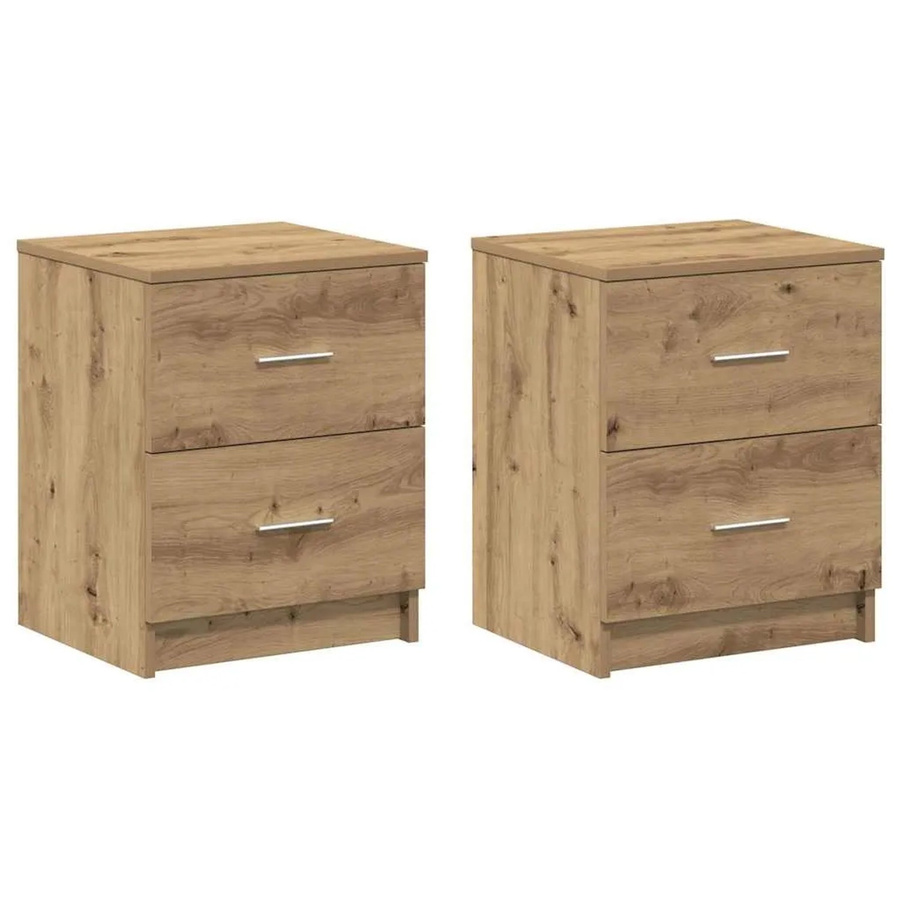 vidaXL Nachttische 2er-Set in Artisan-Eiche mit 2 Schubladen, Farbe: Braun, B/T/H: 40 x 36 x 50 cm - Bild 2