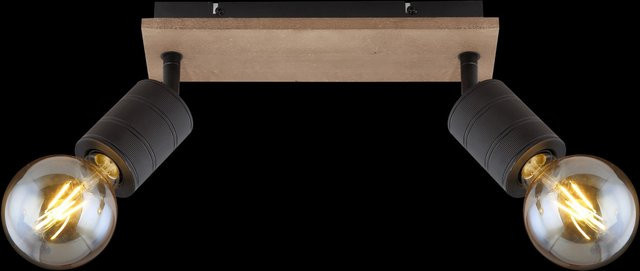 Globo Strahler JOSELLA modern aus Holz in Dunkelbraun und Schwarz Matt B/H/T: 10 x 31 x 18 cm mit 2 E27 Fassungen - Bild 3