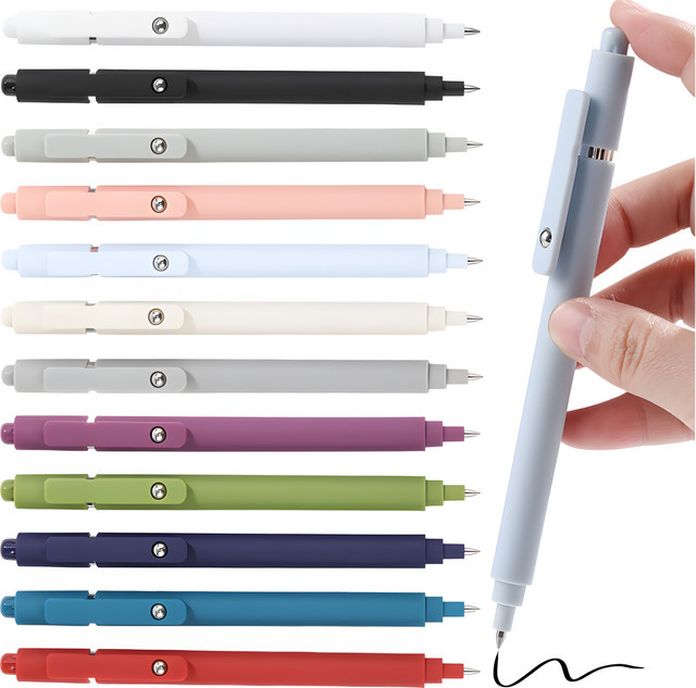 Kolorowys 12-teiliges Gelstifte-Set mit schwarzer Tinte, 0,5 mm feine Spitze, schnell trocknende Schreibstifte für Büro und Alltag - Bild 1