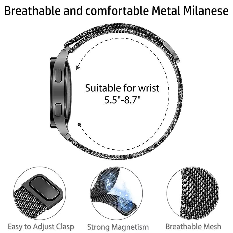 Uhrenarmband Milanaise, Edelstahl, Silber, Unisex, 20mm/22mm - Bild 4