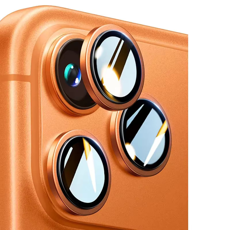 Kratzfeste HD-Kamera-Schutzfolie aus gehärtetem Glas und Aluminiumlegierung für Apple iPhone 17 Pro Max, 17 Pro, 16, 15 und 14 Pro Max in Blau oder Orange - Bild 3