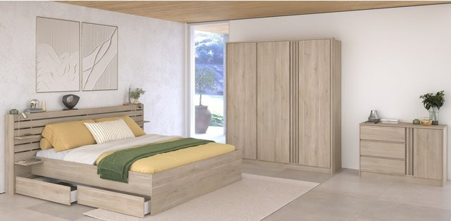 Parisot Schlafzimmer Set Escale 22, 4-teilig, Japanische-Eiche, B: 160 cm, L: 200 cm - Bild 1