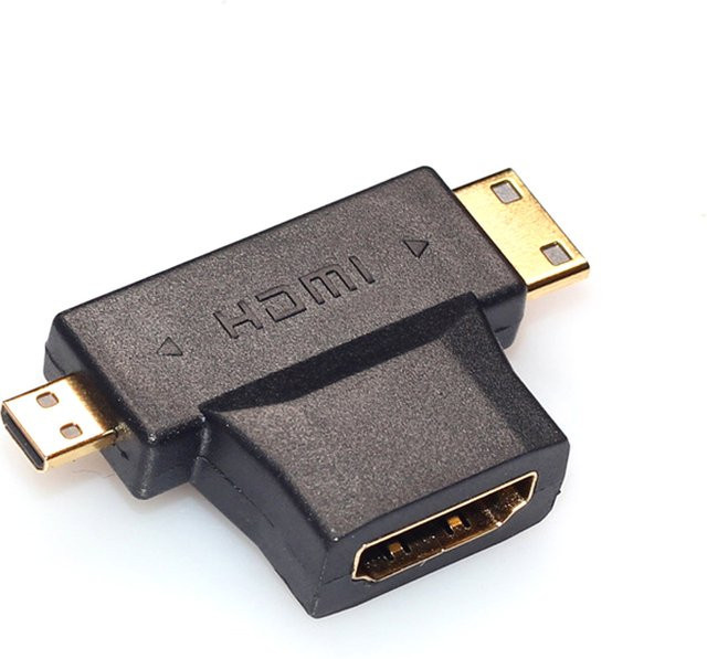 TAIBAIJIA Micro-Mini-HDMI auf HDMI Adapter Videokonverter Typ A Buchse auf Typ D Stecker in Schwarz - Bild 1