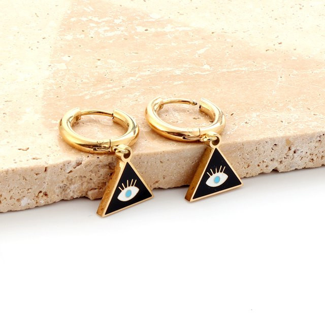 LUXUSTEEL Creolen Edelstahl, Gold, Blau, Evil Eye, Damen - Bild 1