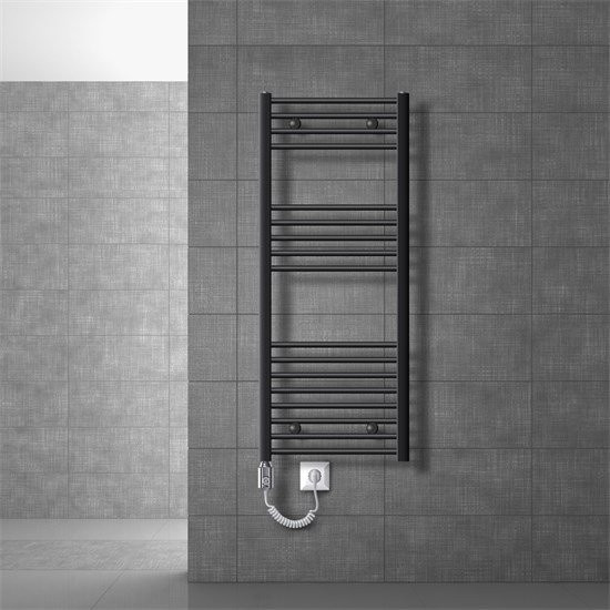 Elektrischer Badheizkörper LuxeBath Anthrazit Gerade mit Heizstab 900W und Thermostatkopf, B/T/H: 50 x 30 x 120 cm - Bild 1