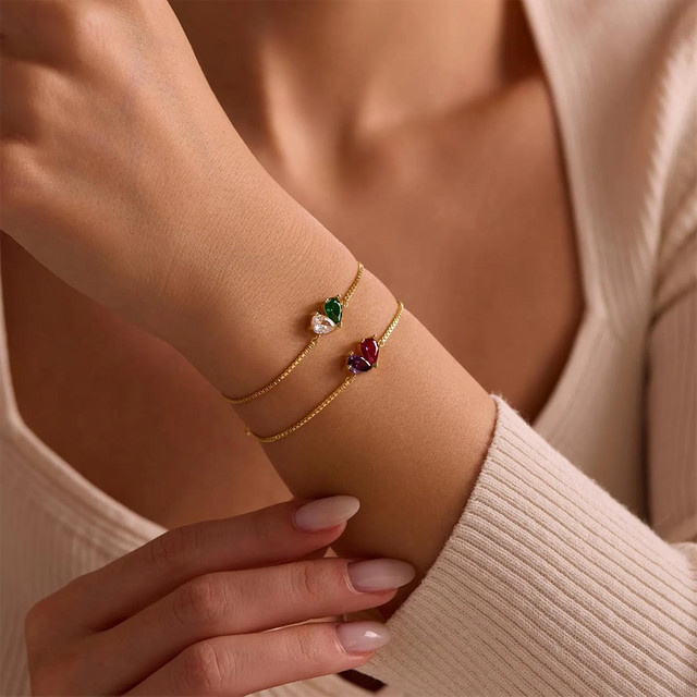 BAUTOBVC Armband, Edelstahl, Gold, Kristall, Unisex - Bild 1
